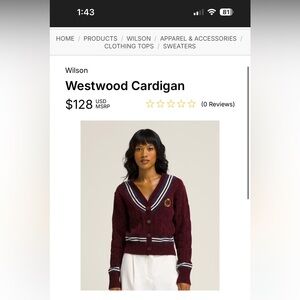 Burgundy Cardigan with White and Black Trim